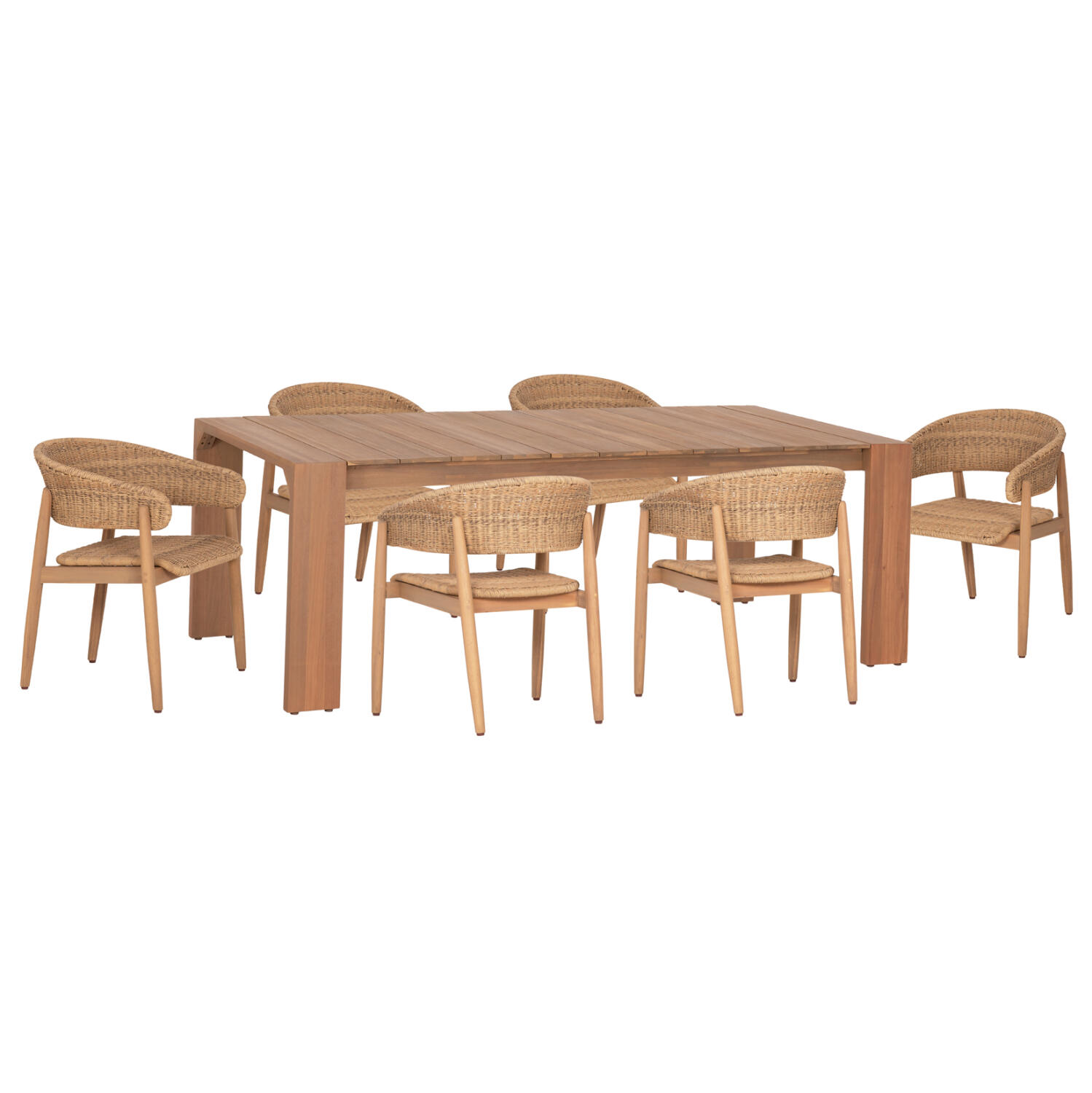 set-trapezarias-exchoroy-7tmch-fb910910- Σετ Τραπεζαριας Εξ.χωρου 7τμχ Filem HM10910 Ξυλο Ακακιας & Σχοινι--Φυσικο - Image 1