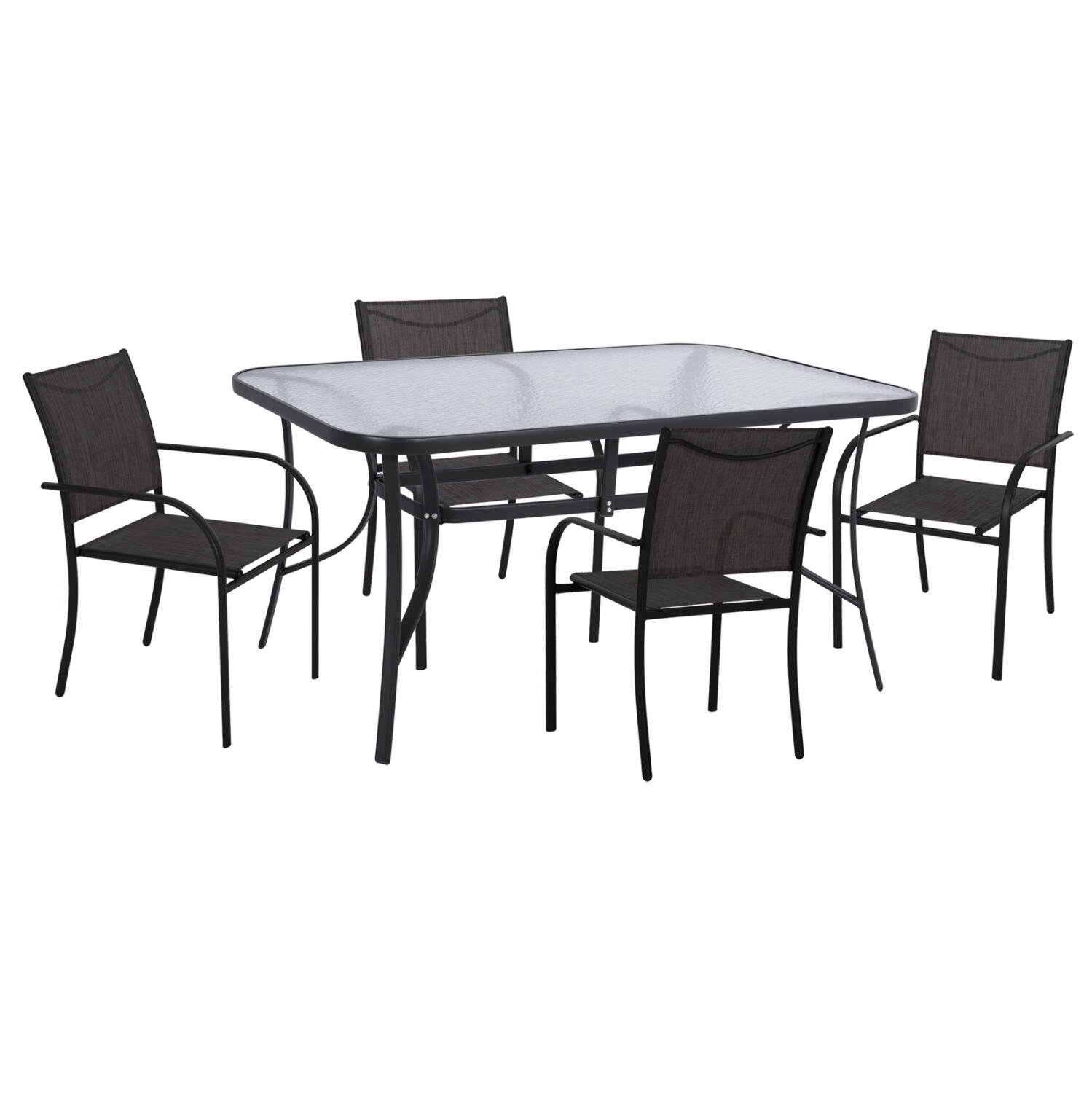 set-trapezarias-exotchoroy-5tmch-fb91089 Σετ Τραπεζαριας Εξωτ.χωρου 5τμχ Redan HM10890.01 Μεταλλο-Textilene Μαυρο & Σκουρο Γκρι - Image 1
