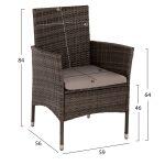 Σετ Τραπεζαριας Εξωτ.χωρου 5τμχ HM5965 Καφε Rattan-Μεταλλικος Σκελετος-Γυαλινη Επιφανεια - Image 3