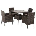 Σετ Τραπεζαριας Εξωτ.χωρου 5τμχ HM5965 Καφε Rattan-Μεταλλικος Σκελετος-Γυαλινη Επιφανεια - Image 5
