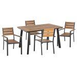 Σετ Τραπεζαριας Taber HM21197 Τραπεζι & 4 Πολυθρονες-Αλουμινιο & Polywood-Ανθρακι