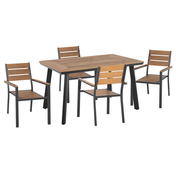set-trapezarias-fb921197-trapezi-4-polyt Σετ Τραπεζαριας Taber HM21197 Τραπεζι & 4 Πολυθρονες-Αλουμινιο & Polywood-Ανθρακι - Image 1