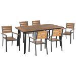 Σετ Τραπεζαριας Taber HM21198 Τραπεζι & 6 Πολυθρονες-Αλουμινιο & Polywood-Ανθρακι
