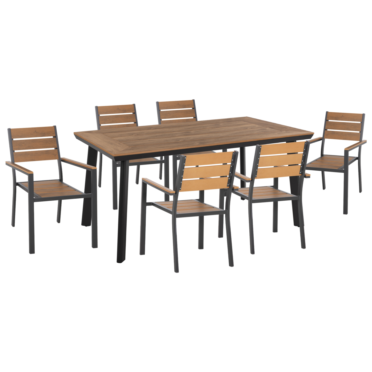 set-trapezarias-fb921198-trapezi-6-polyt Σετ Τραπεζαριας Taber HM21198 Τραπεζι & 6 Πολυθρονες-Αλουμινιο & Polywood-Ανθρακι - Image 1