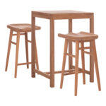Σετ Τραπεζι Με 2 Σκαμπο Μπαρ Bolmar HM10917 Ξυλο Teak Σε Φυσικο Χρωμα