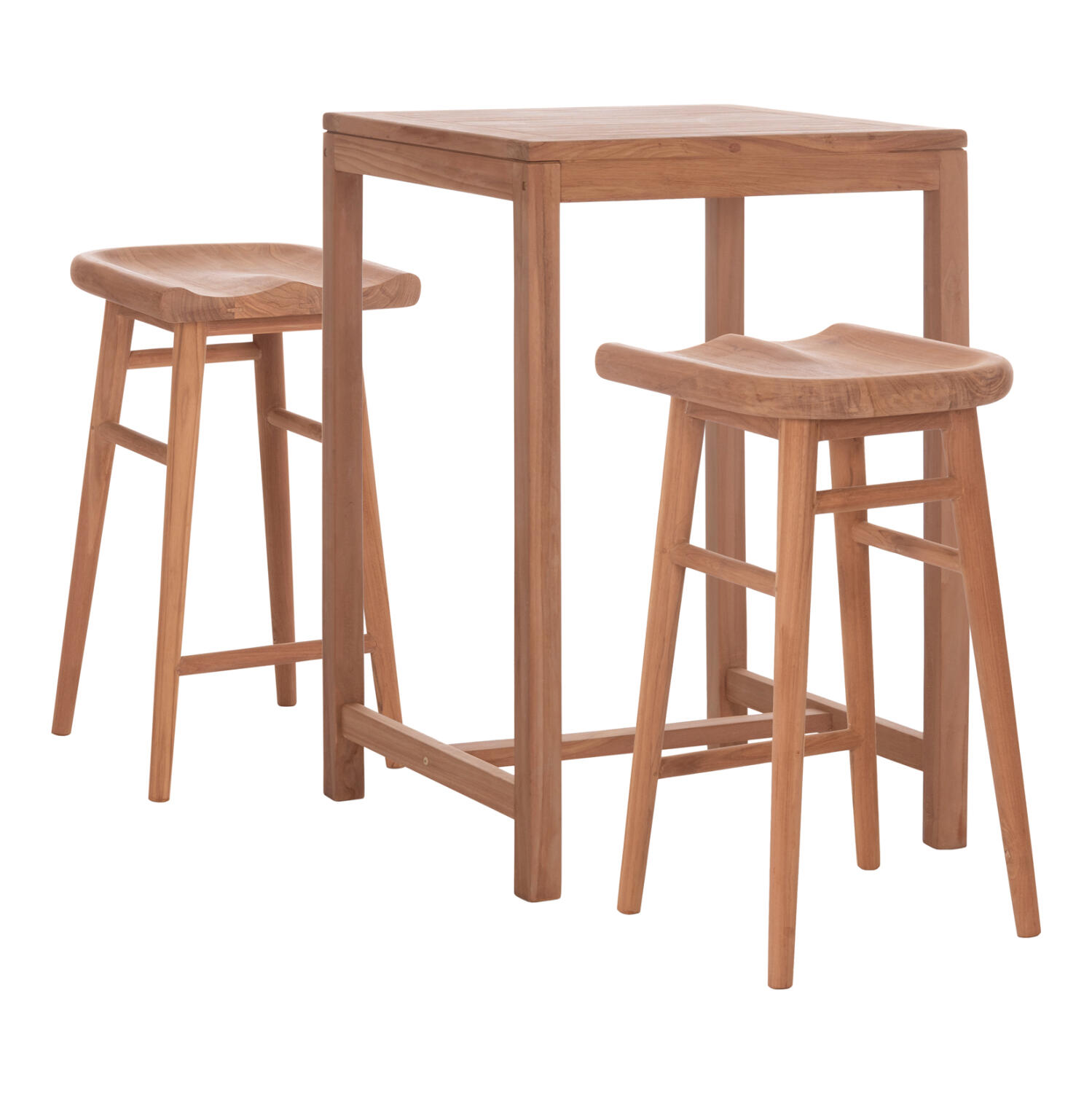 set-trapezi-me-2-skampo-mpar-fb910917-xy Σετ Τραπεζι Με 2 Σκαμπο Μπαρ Bolmar HM10917 Ξυλο Teak Σε Φυσικο Χρωμα - Image 1