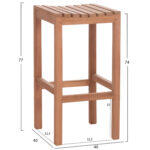 Σετ Τραπεζι Με 2 Σκαμπο Μπαρ Presscot HM10918 Ξυλο Teak Σε Φυσικο Χρωμα - Image 3