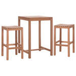 Σετ Τραπεζι Με 2 Σκαμπο Μπαρ Presscot HM10918 Ξυλο Teak Σε Φυσικο Χρωμα - Image 4