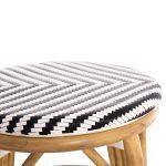 Σκαμπο Αλουμινιου Chino HM6285.03 Bamboo Look-Textilene Λευκο-Μαυρο φ36x46υεκ. - Image 6