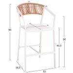 Σκαμπο Αλουμινιου Miri HM5892.12 Μεσαιου Υψους Rattan & Textline Λευκο Μπεζ 55x56,5x99y - Image 2