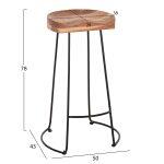 Σκαμπο Bar Eleanor HM8363.11 Μασιφ Ξυλο Ακακιας-Μεταλλο 50x43x78υεκ. - Image 2