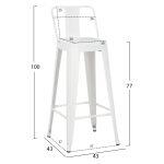 Σκαμπο Bar Me Πλατη Μεταλλικο Melita-Pro HM8643.41 Λευκο Ματ 42x42x100υεκ. - Image 2