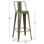 Σκαμπο Bar Me Πλατη Μεταλλικο Melita-Pro HM8643.43 Dark Olive Green 42x42x100υεκ. - Image 2