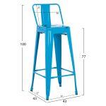 Σκαμπο Bar-Pro Me Πλατη Μεταλλικο Melita HM8643.48 Μπλε 42x42x100υεκ. - Image 2