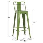 Σκαμπο Bar Me Πλατη Μεταλλικο Melita-Pro HM8643.53 Light Olive Green 42x42x100υεκ. - Image 2