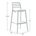 Σκαμπο Bar Πολυπροπυλενιου Snod HM6099.01 Λευκο 37,2x50x101,5υεκ. - Image 2