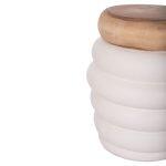 Σκαμπο Puffat HM18172.02 Fiber Cement Λευκο- Ξυλο Teak Top φ45x46υεκ. - Image 3