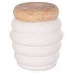 Σκαμπο Puffat HM18172.02 Fiber Cement Λευκο- Ξυλο Teak Top φ45x46υεκ. - Image 7