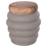 Σκαμπο Puffat HM18172.03 Fiber Cement Γκρι- Ξυλο Teak Top φ45x46υεκ. - Image 9