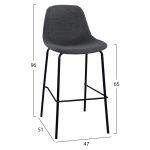 Σκαμπο Vincent HM9298.10 Μεσαιου Υψους Γκρι Με Μεταλλικα Ποδια 47x51x96 Εκ. - Image 2