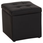 Σκαμπω Με Αποθηκευτικο Χωρο PU Μαυρο Cube HM224.01 38x38x36.5υεκ.