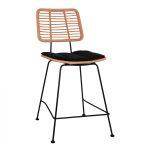 Σκαμπο Μεσαιου Υψους Allegra HM5644 Μεταλλικο Με Wicker Σε Μπεζ Αποχρωση 55x56x107 Εκ.