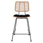 Σκαμπο Μεσαιου Υψους Allegra HM5644 Μεταλλικο Με Wicker Σε Μπεζ Αποχρωση 55x56x107 Εκ. - Image 3
