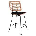 Σκαμπο Μεσαιου Υψους Allegra HM5644 Μεταλλικο Με Wicker Σε Μπεζ Αποχρωση 55x56x107 Εκ. - Image 5