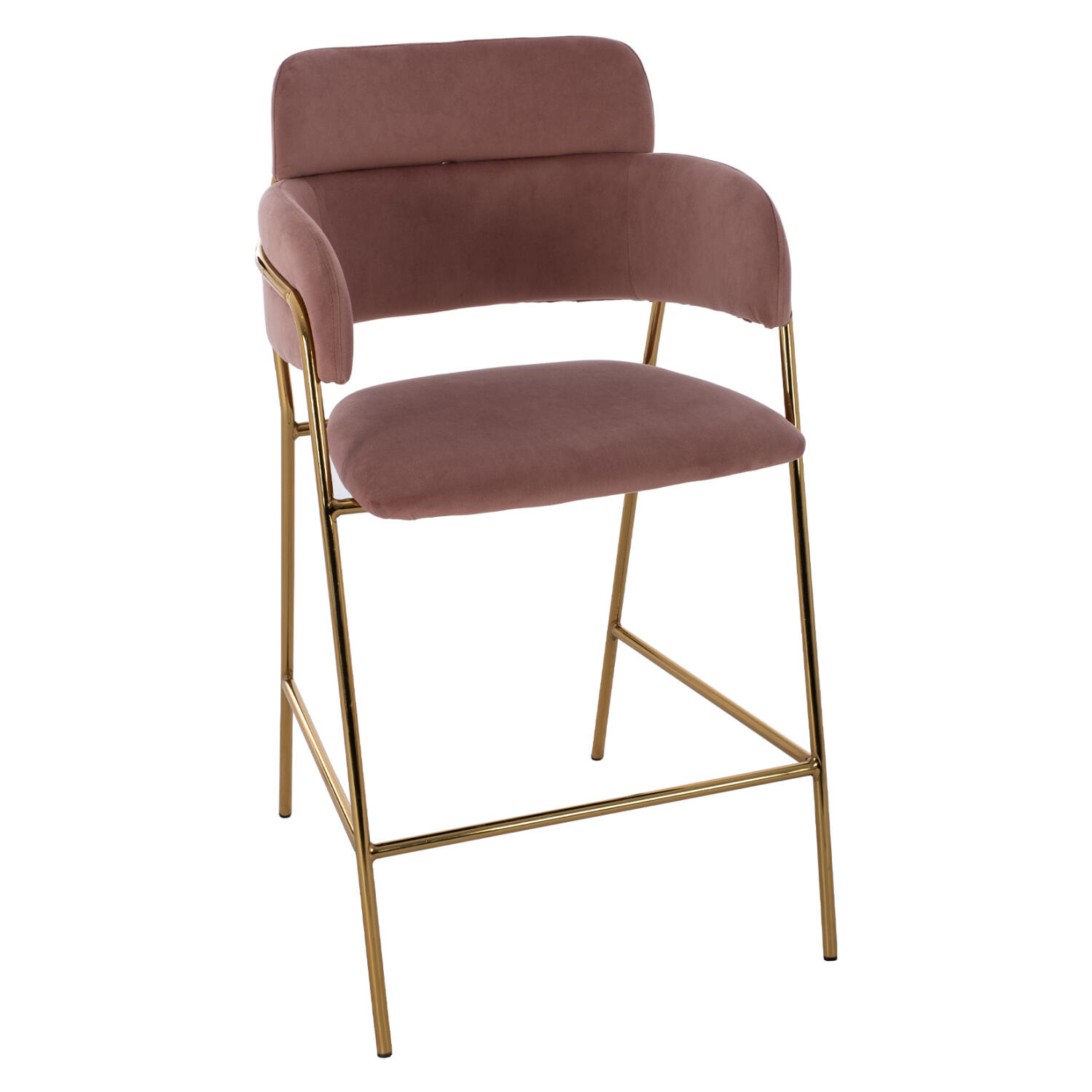 skampo-mesaioy-ypsoys-fb9873502-beloydo- Σκαμπο Μεσαιου Υψους Kelso HM8735.02 Βελουδο Σαπιο Μηλο Επιχρυσο Σκελετο 54x58x95υ Εκ. - Image 1