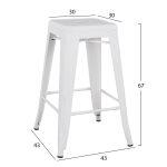 Σκαμπο Μεσαιου Υψους Μεταλλικο Melita-Pro HM8573.41 Λευκο Ματ 43x43x67υεκ. - Image 2