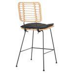 Σκαμπο Μες.υψους Allegra HM5644.11 Μεταλλο&Μαξιλαρι Μαυρο-Wicker Μπεζ 53x56x107υεκ. - Image 5