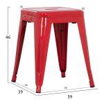 Σκαμπο Μεταλλικο Melita HM0096.44 Σε Κοκκινο Χρωμα 37x37x45υεκ. - Image 2
