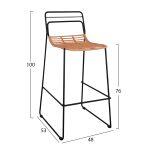 Σκαμπο Μεταλλικο Allegra HM5642 Με Wicker Σε Μπεζ Αποχρωση 48x53x100 Εκ. - Image 2