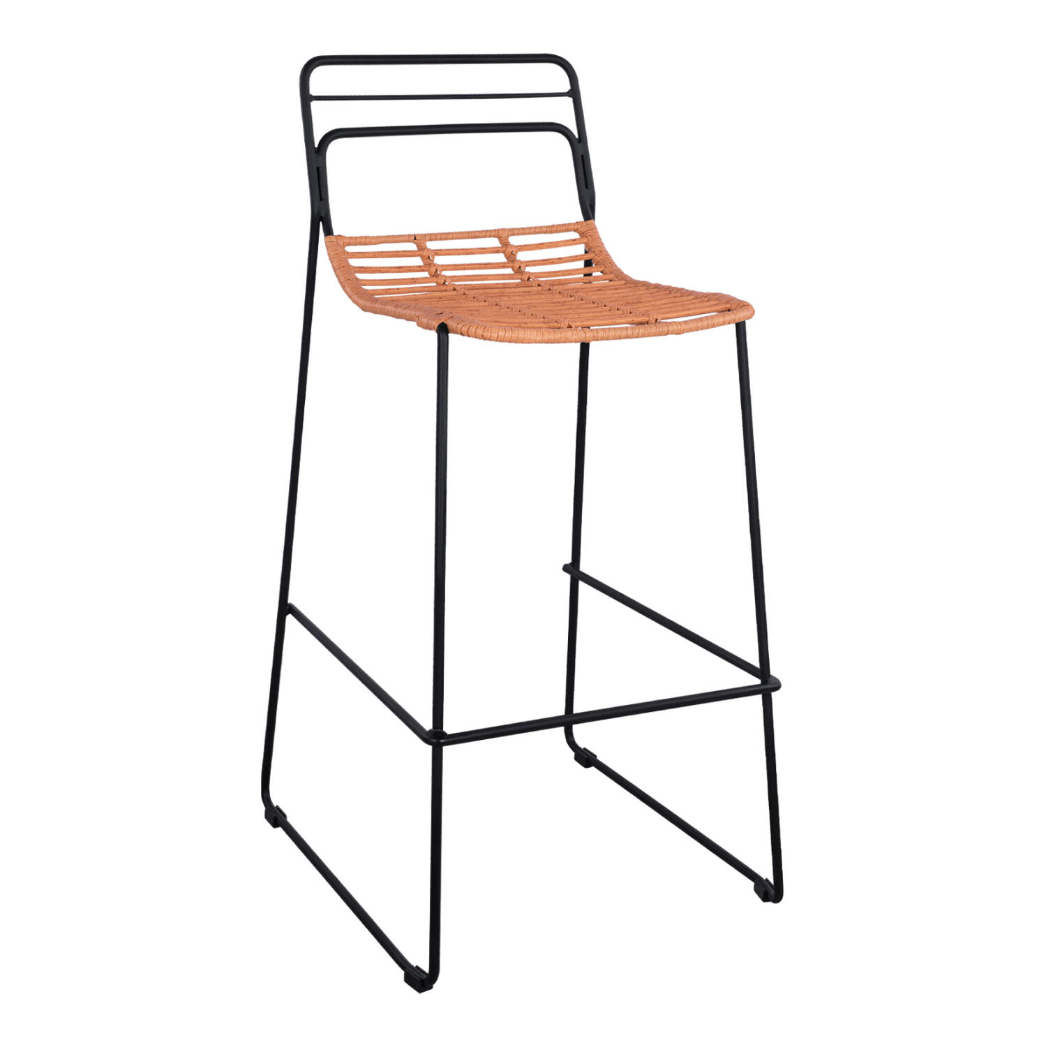 skampo-metalliko-fb95642-me-wicker-se-mp Σκαμπο Μεταλλικο Allegra HM5642 Με Wicker Σε Μπεζ Αποχρωση 48x53x100 Εκ. - Image 1
