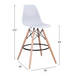 Σκαμπο Μπαρ Renata HM0173.01 Λευκο 58x56x107υ Εκ. - Image 2