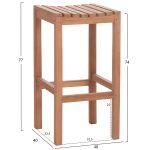 Σκαμπο Μπαρ Nikol HM18109 Ξυλο Τεακ Σε Φυσικο 40x40x77υεκ. - Image 2