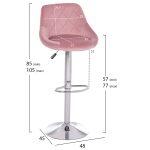 Σκαμπο Μπαρ Rose HM204.42 Με Αμορτισερ Χρωμιου & Σαπιο Μηλο Βελουδο 48x45x105υεκ. - Image 2