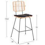 Σκαμπο Μπαρ Allegra HM5455.11 Μεταλλο&Μαξιλαρι Μαυρο-Wicker Μπεζ 56x59x116,5υεκ. - Image 2