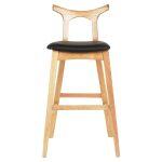 Σκαμπο Μπαρ Usopp HM9951.01 Rubberwood Σε Οακ-Μαυρο PU 43x41x100υεκ. - Image 3