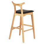 Σκαμπο Μπαρ Usopp HM9951.01 Rubberwood Σε Οακ-Μαυρο PU 43x41x100υεκ. - Image 4