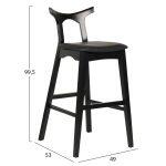 Σκαμπο Μπαρ Usopp HM9951.02 Rubberwood & PU Σε Μαυρο 49x53x99,5υεκ. - Image 2