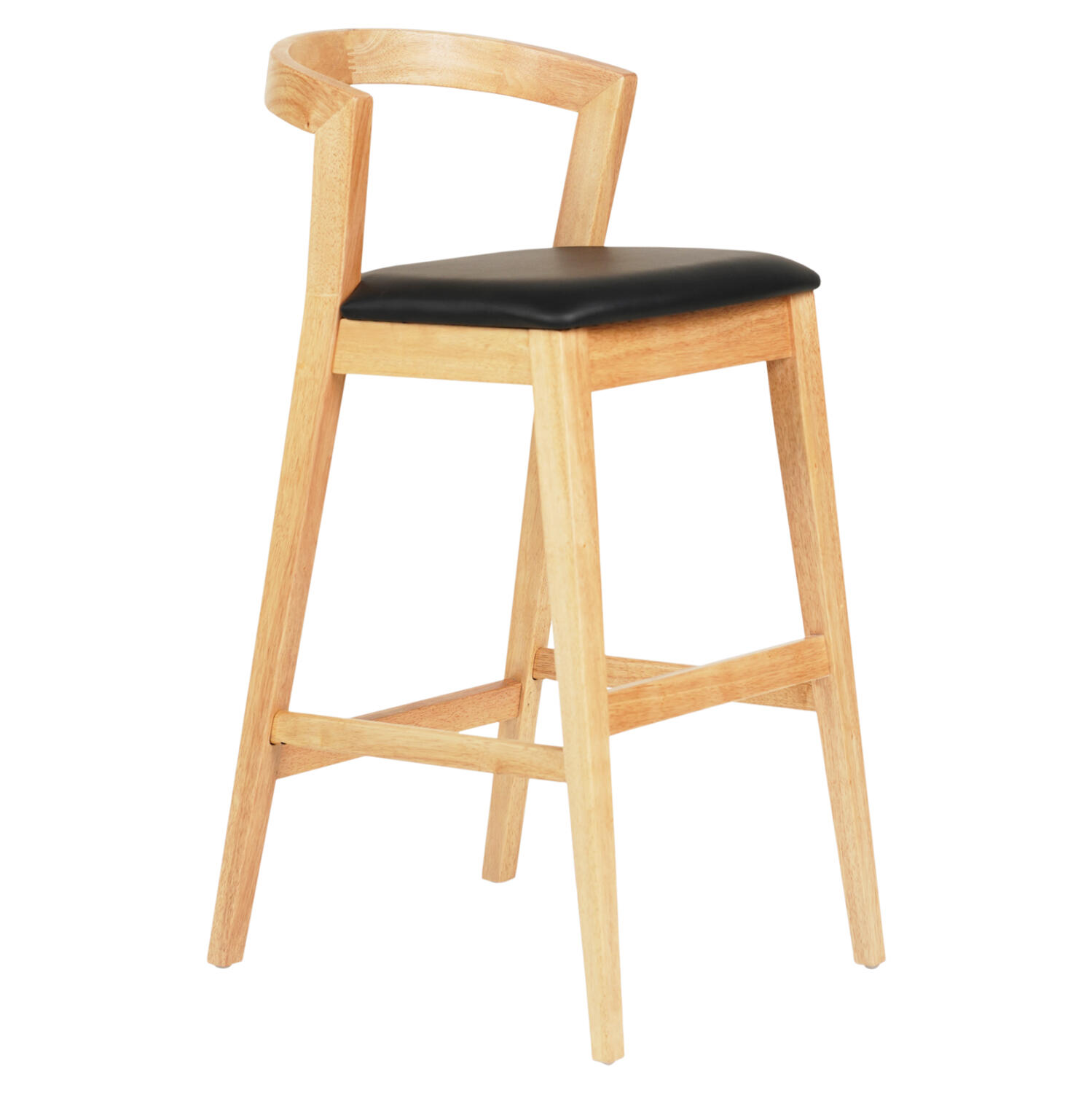 skampo-mpar-fb9995201-rubberwood-se-oak- Σκαμπο Μπαρ Nami HM9952.01 Rubberwood Σε Οακ-Μαυρο PU 47,5x59x102,5υεκ. - Image 1