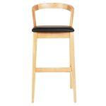 Σκαμπο Μπαρ Nami HM9952.01 Rubberwood Σε Οακ-Μαυρο PU 47,5x59x102,5υεκ. - Image 3