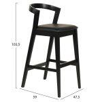 Σκαμπο Μπαρ Nami HM9952.02 Rubberwood & Pu-Μαυρο 47,5x59x102,5υεκ. - Image 2