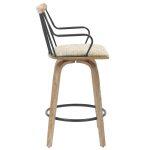 Σκαμπο Μπαρ Judi HM9985.01 White Wash Κ.π.-Μαυρο Μεταλλο-Μπεζ Υφασμα 48x52x92υεκ - Image 4