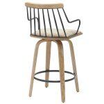 Σκαμπο Μπαρ Judi HM9985.01 White Wash Κ.π.-Μαυρο Μεταλλο-Μπεζ Υφασμα 48x52x92υεκ - Image 5