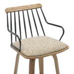 Σκαμπο Μπαρ Judi HM9985.01 White Wash Κ.π.-Μαυρο Μεταλλο-Μπεζ Υφασμα 48x52x92υεκ - Image 7