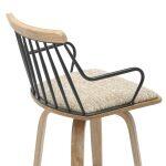Σκαμπο Μπαρ Judi HM9985.01 White Wash Κ.π.-Μαυρο Μεταλλο-Μπεζ Υφασμα 48x52x92υεκ - Image 9