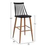Σκαμπο Μπαρ HM8459.02 Vanessa Σε Μαυρο Χρωμα 43x49x107 Εκ. - Image 2