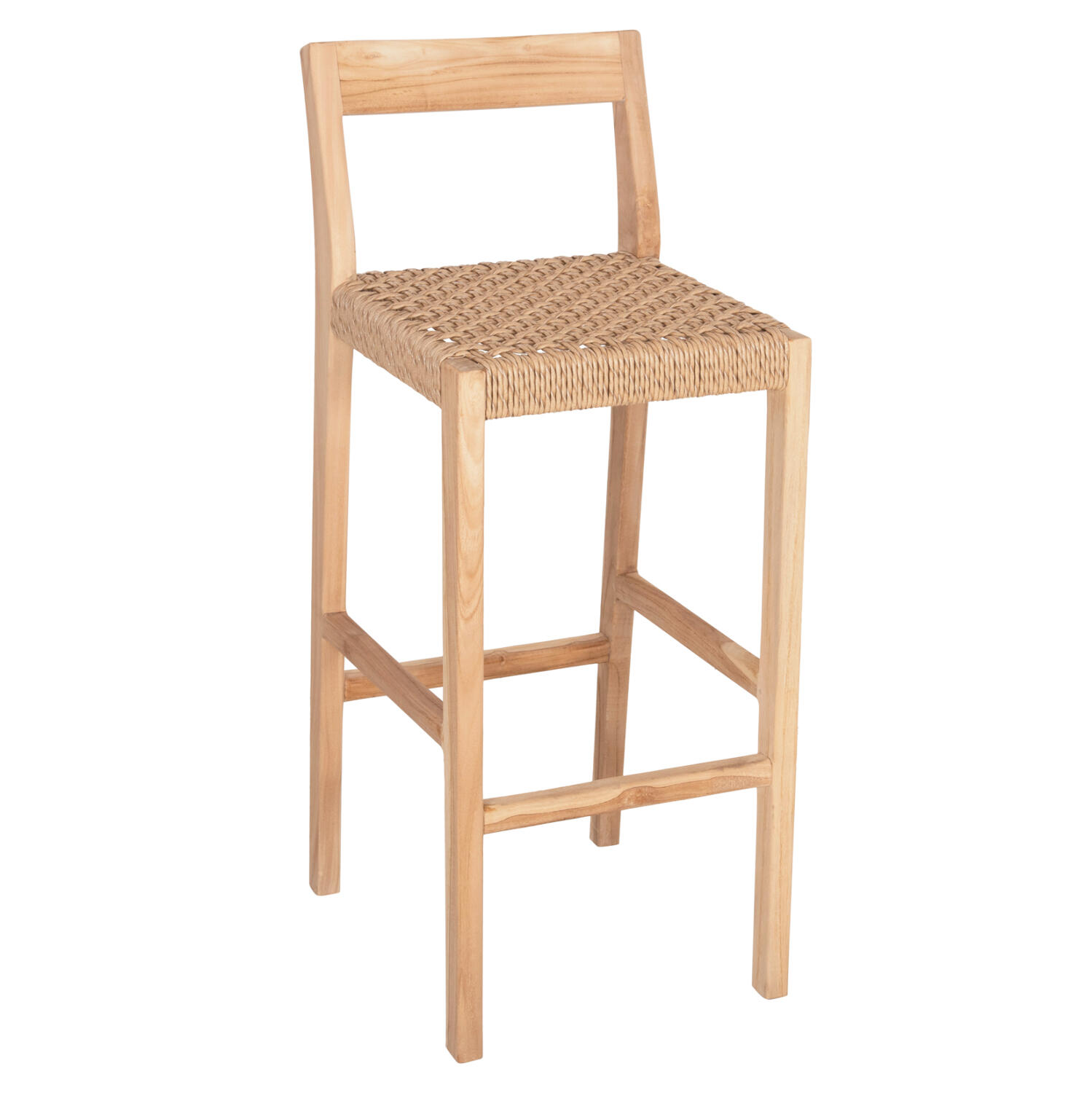skampo-mpar-me-plati-fb96129-xylo-teak-s Σκαμπο Μπαρ Με Πλατη Plered HM6129 Ξυλο Τεακ & Σχοινι Viro 40x45x100εκ. - Image 1